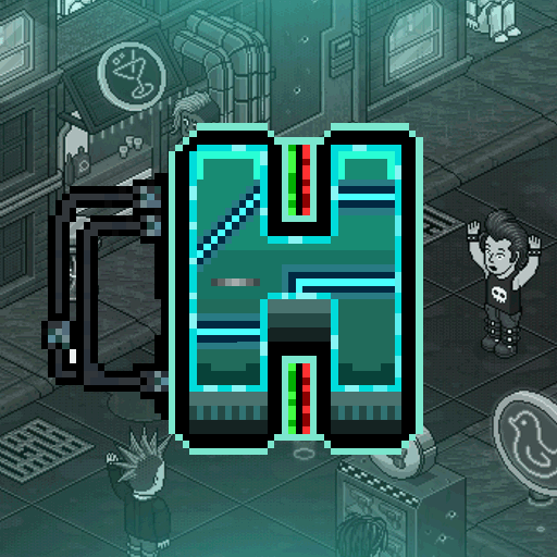 Logo animado de HABPUNK, hotel autorizado Habbo